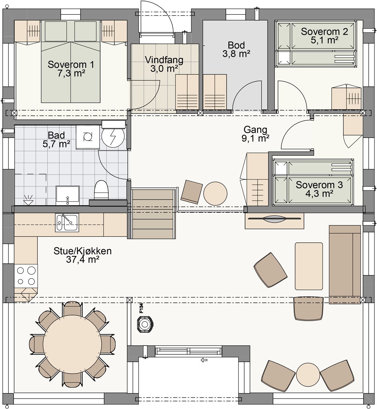 Plantegning 1. ETG — Saltdalshytta Frem 95
